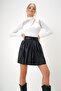 White Stand Collar Cut Out Mesh Detailed Knitted Crepe Blouse Alc-X13104 - 4