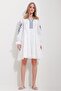 White Embroidered Dress with Inner Lining and Embroidery at the Neckline Alc-X11572 - 2