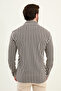 Striped Slim Fit Long Sleeve Men's Shirt Coffee - 27115.25K - 3