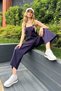 Women's Navy Blue Gabardine Gardener Overalls with Front Pockets and Straps Alc-X12186