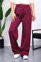 Plum High Waist Corded Fabric Wide Leg Knitwear Trousers - 3