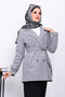 Gray Double-Breasted Collar Double Button Cashmere Coat - 3