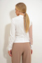 White High Collar Tulle Detailed Crepe Knitted Blouse Alc-X12563 - 6