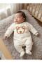 Unisex Jumpsuit with Snap Buttons and Relief Bear Detail - 3