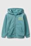Boy's Grey-Green Zippered Hooded Sweatshirt with Logo Print on the Front