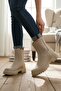Elegant Beige Elastic Rubber Sole Women's Boots - 2