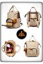 Luxury Mother Baby Bag with Pompom Keychain, Leather Detail, Thermal Compartment and Hanging Bracket