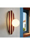 Forest Travertine Marble Wall Sconce with Burgundy Stripes and Opal Glass Decorative Modern Sconce - 4