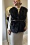 Women's Stylish Belted Fur Vest - 5