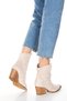 Women's Suede Steel Pointed Toe Detailed Short Cream Boots - 6