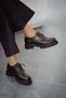 Brona Women's Lace-Up Genuine Leather Loafer Shoes Brown - 3