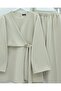 Cross-Tied Front Slit Scuba Suit -Beige - 4