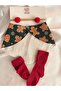 New Year Themed Gift Baby Set of 3 – Drool Bib + Pompom Headband + Red Socks - 3