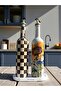 750 ml Handmade Double Decorative Glass Oil Dispenser Set with Sunflower and Checkerboard Pattern – with Serving Stand - 3