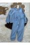 Corded Fabric 100% Cotton Casual Tracksuit Light Blue 2-Piece Set