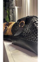 Wicker Clutch Portfolio Handbag with Black Leather Accessories (35X22Cm) - 4
