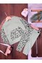 Premium Thessaloniki Knitted Velvet Fabric Floral Detailed 2-Piece Baby Girl Set - 2