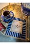 2 Pieces Blue Pip Studio Compatible Embroidered Love Bird Detailed Cocktail Presentation Napkins - 3