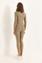Women's Polo Neck Double F Corded Fabric Set Mink - 6