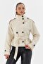 Beli Belted Crop Trench Coat Ecru - 2