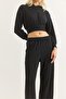 Women's Hair Braid Knitted Fabric Double Set Black - 4