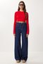 Wide Leg Jeans with Belt Detail Lri0026 Dark Blue - 4