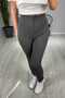 Narrow Leg Stretch Fabric Pants with Front Stripe - 4