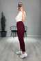 Narrow Leg Stretch Fabric Pants with Front Stripe - 5
