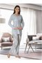 Women's Blue Long Sleeve Winter Maternity Pajama Set (Effortt)