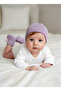 Hand Knitted Pompom Lilac Beanie & Booties Set for Newborn Baby
