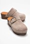 Sylive Women's Genuine Leather Clogs Slippers Mink Suede