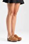 Sylive women's genuine leather clog slippers - tan suede - 2