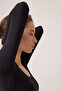 X Ece Black Long Sleeve U Neck Sports Blouse Scoop Neck Top - 6