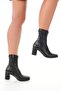 Women's Black Boots Ankle-Length Short Chunky Leather Quality Boots Heeled Winter Boots & Booties - 5