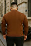 Men's Plus Size Winter Loose Coffee Polo Neck Sweater - 5