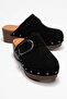 Sylive women's genuine leather clog slippers - black suede