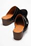 Sylive women's genuine leather clog slippers - black suede - 6