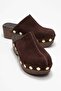 Sarine women's genuine leather clog sandals - coffee suede