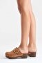 Sylive women's genuine leather clog slippers - tan suede - 3