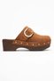 Sylive women's genuine leather clog slippers - tan suede - 5