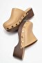 Sarine women's genuine leather clog sandals - caramel - 8
