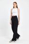 Women's Black High Waist Pocket Palazzo Wide Leg Crepe Fabric Casual Trousers Sweatpants - 3