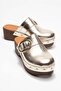 Sylive Women's Genuine Leather Clogs Slippers Gold
