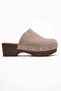 Serviola women's genuine leather clog sandals - mink suede - 5