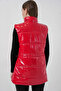 Women's Red Shiny Lined Puffer Vest Hzl25W-Bd152181 - 6