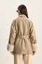 Women's Mink Sleeves Fur Detailed Belted Cashmere Coat 60582 60283795 - 6