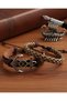 2-Piece Leather Bracelet Sailor Anchor Design Brown Real Leather Bracelet Men's Bracelet - 3