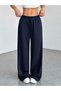 Women's Baggy Fit 3 Thread Wide Leg Sweatpants with Elastic Waistband