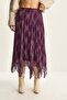 Women's Eggplant Plaid Patterned Wrinkle Effect Lined Midi Chiffon Skirt De251105 60283760 - 5