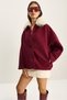 Women's Plum Portable Fur Collar Pocket Detailed Lined Cashmere Coat 9032 60283797 - 3